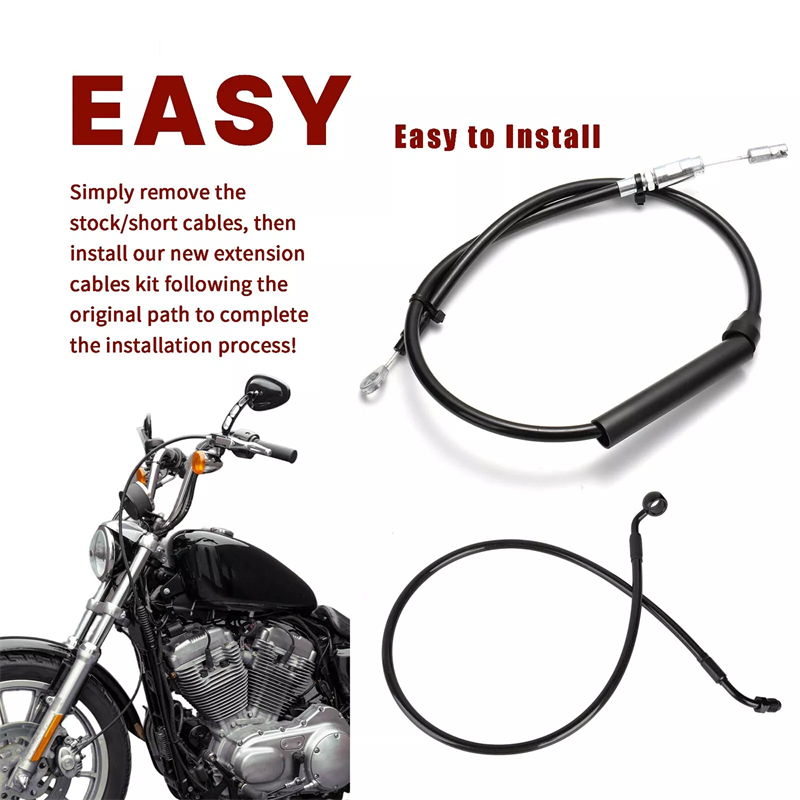 Prewired 2017-2020 Touring Extended 16" Handlebar Cables Set NO ABS Clutch Cable & Brake Line Extension For 2017-2020 Harley Road King/Electra